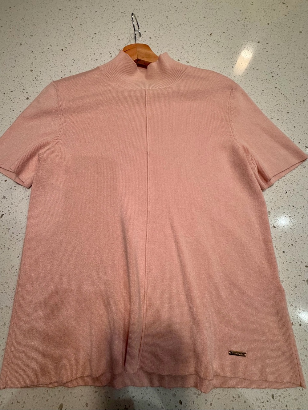 T Tahari Blush Pink Short-Sleeve Turtleneck Sweater